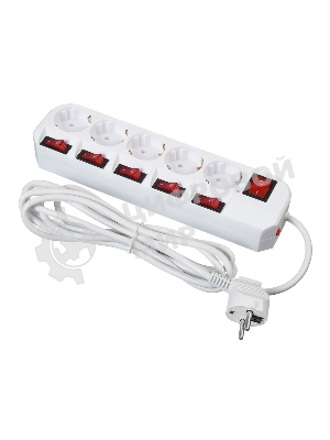 Сетевой фильтр Buro 500SH-3-SW-W 3 м, 5 розеток, белый, коробка