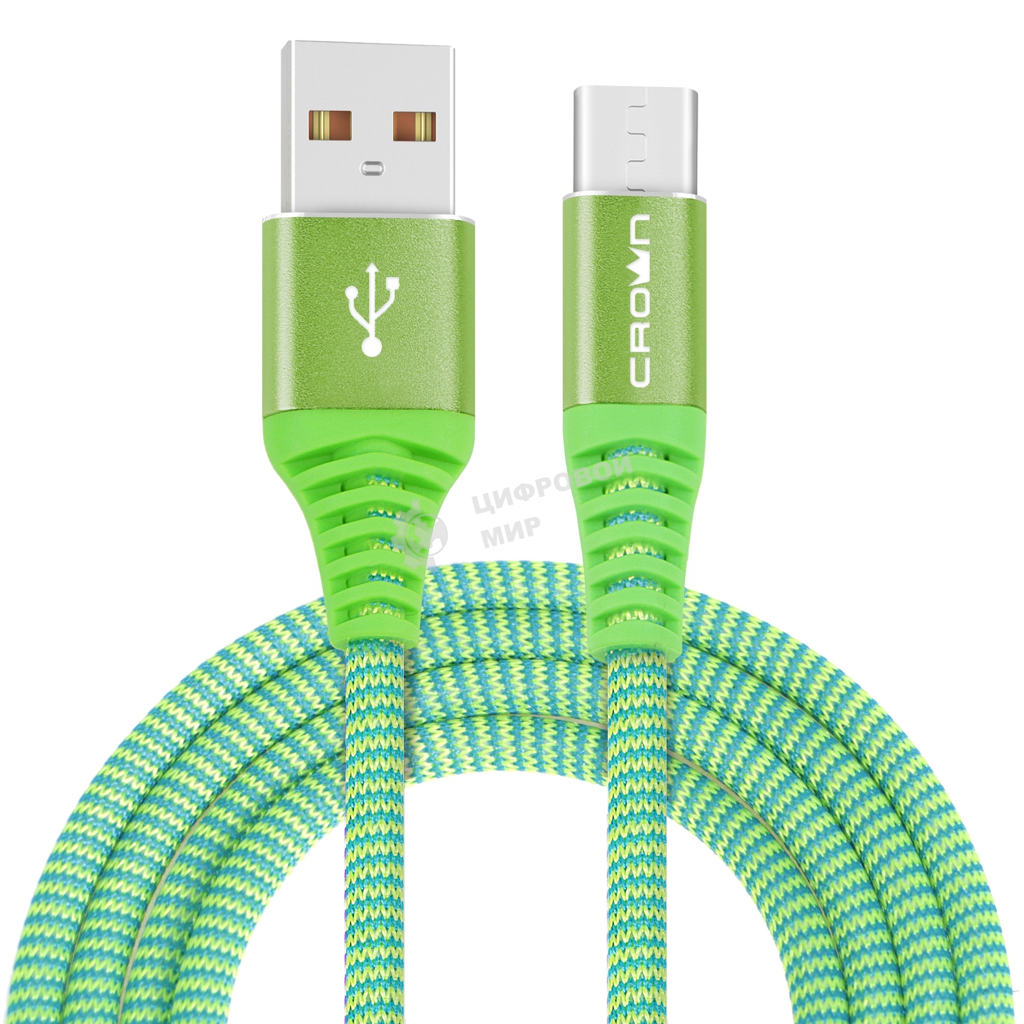 Кабель Crown USB - USB Type-C CMCU-3102C green