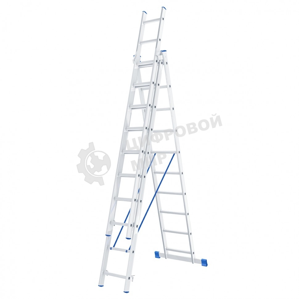 Лестница Сибртех, 3 х 10 ступеней, алюминиевая, трехсекционная