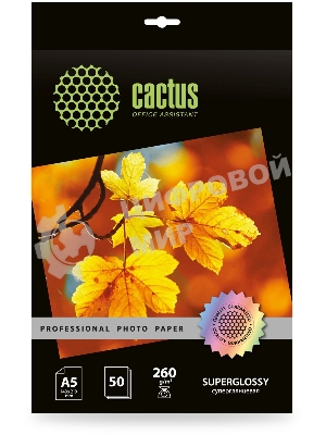 Фотобумага Cactus Prof CS-HGA526050 A5/260г/м2/50л./белый глянцевое для струйной печати