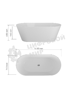 Ванна отдельностоящая акриловая BAU Flow 1500x750 белая