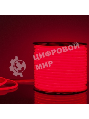 Лента светодиодная LS003 220V/ Гибкий неон 9.6W 144Led 2835 IP67 16mm круглый красный, 50 м