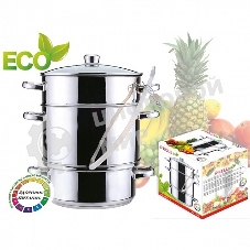 Соковарка KELLI KL-4107 8,0л(Объем 8 л. 3х-слойное капсульное дно. Дуршлаг для фруктов, овощей, ягод. Прозрачная стеклянная крышка с паровыпуском. Удобные ручки не нагреваются. Высококачественная нерж. сталь 18/10. Зеркальная полировка. Подходит к индукционным плитам.)