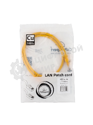Патч-корд медный UTP Cablexpert PP10-0.5M/Y cat.5e, 0.5м, литой, многожильный, желтый
