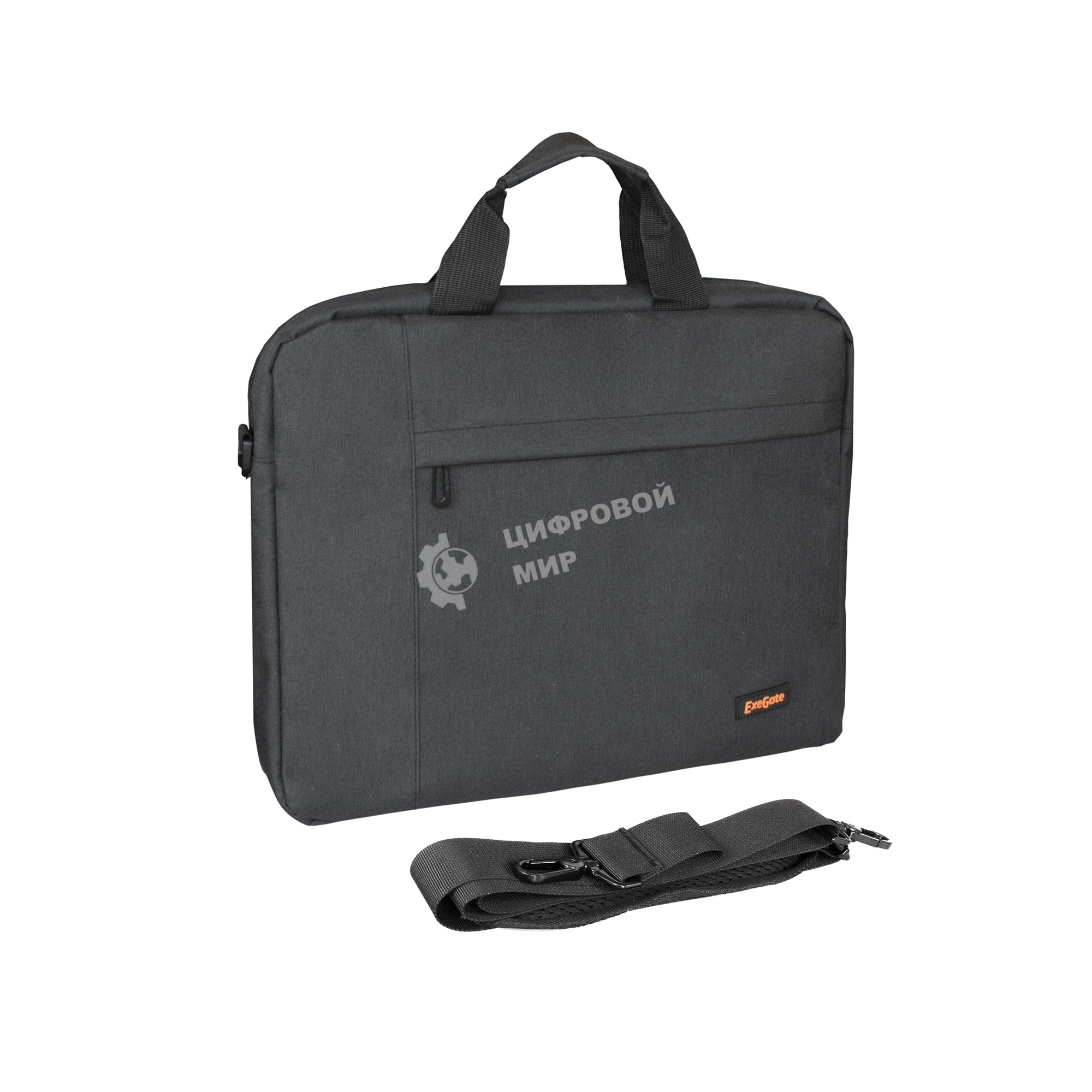 Сумка для ноутбука ExeGate Business ECC-215 Black, черная, полиэстер повышенной плотности 600D, 15.6