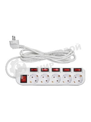 Сетевой фильтр Buro 500SH-3-SW-W 3 м, 5 розеток, белый, коробка