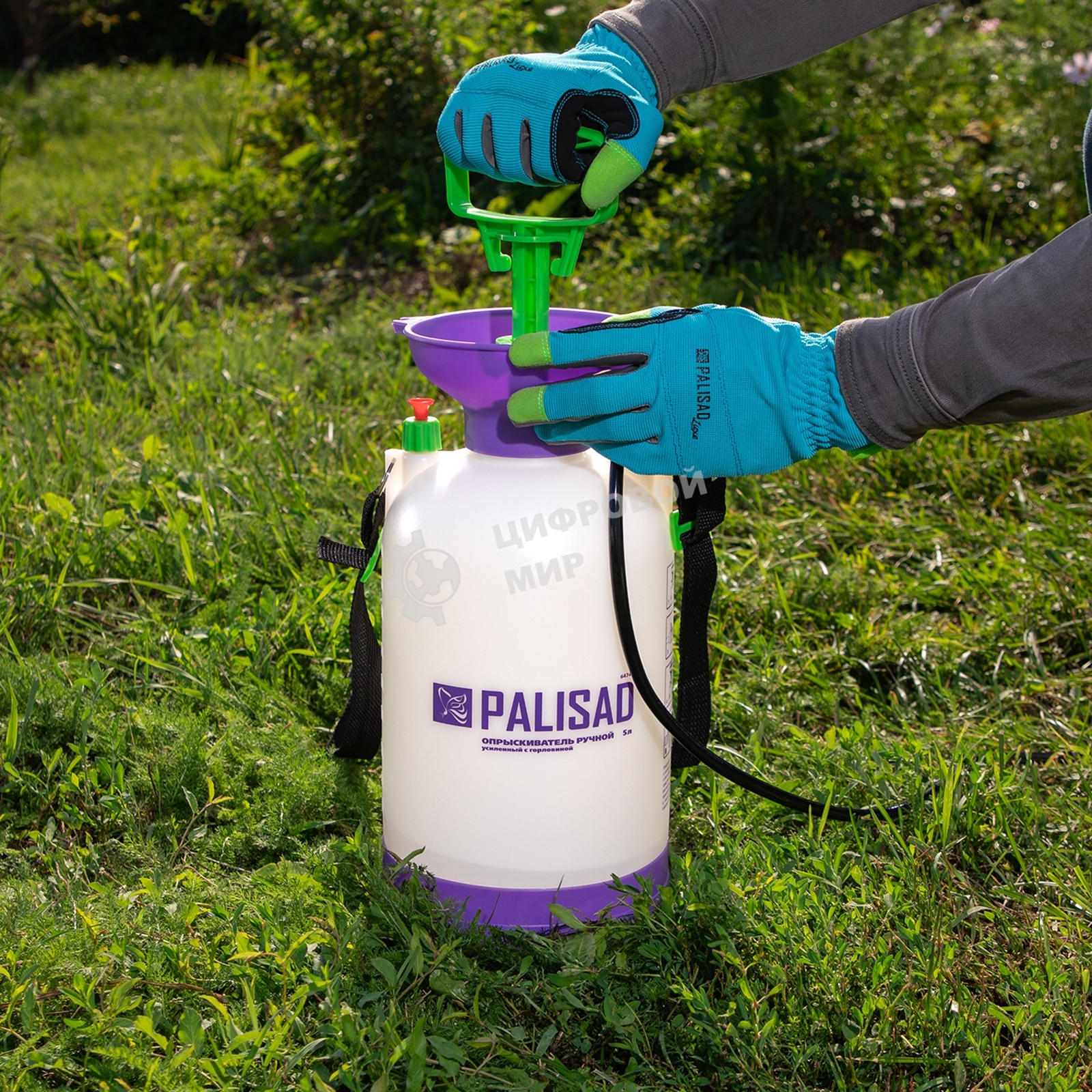Опрыскиватель Palisad ручной усиленный с горловиной 5 литров с насосом шлангом и разбрызгиват.