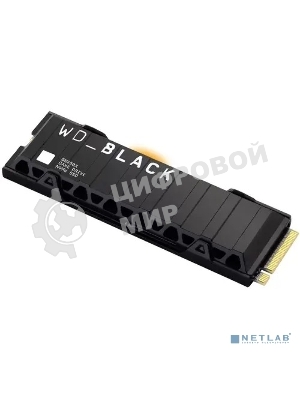 Накопитель SSD WD 1Tb Black SN850X, M.2(22x80мм), NVMe, PCIe 4.0 x4, 3D TLC, R/W 7300/6300Mb/s, IOPs 800 000/1 100 000, TbW 600, DWPD 0.3, with Heat Spreader (12 мес.)