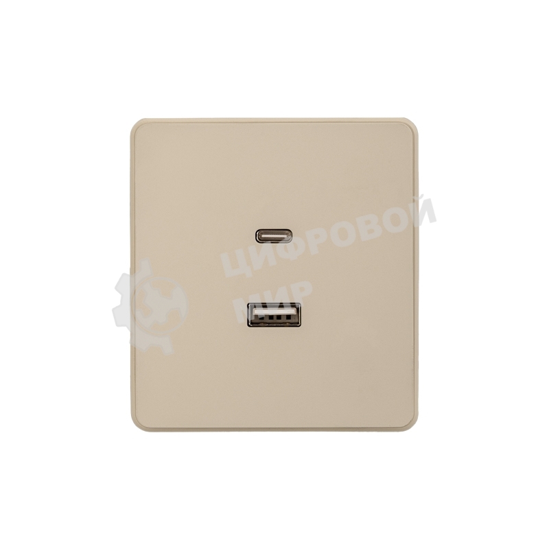 Розетка KRANZ ROUND USB-A+Type-C 3А с функцией быстрой зарядки шелк