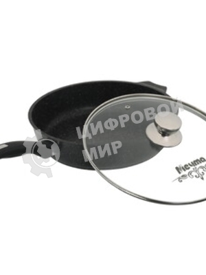 Сковорода Мечта С28802 Гранит black 28 см, несъемная ручка стеклянная крышка