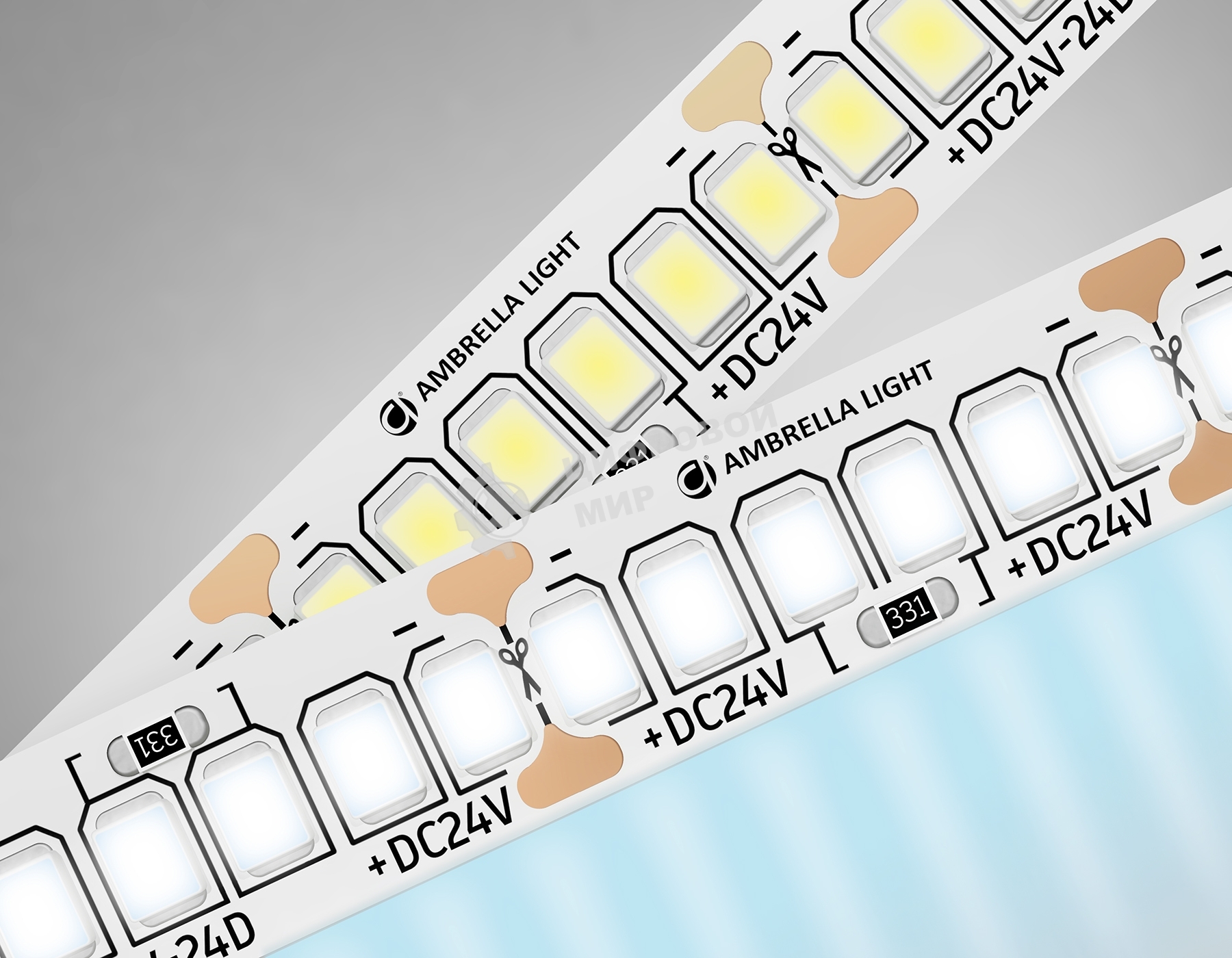 Светодиодная лента Ambrella light GS3403 2835 240Led/ 20W m/ 24V IP20 6500K/ 5000*10*1.2mm (2 конт.)