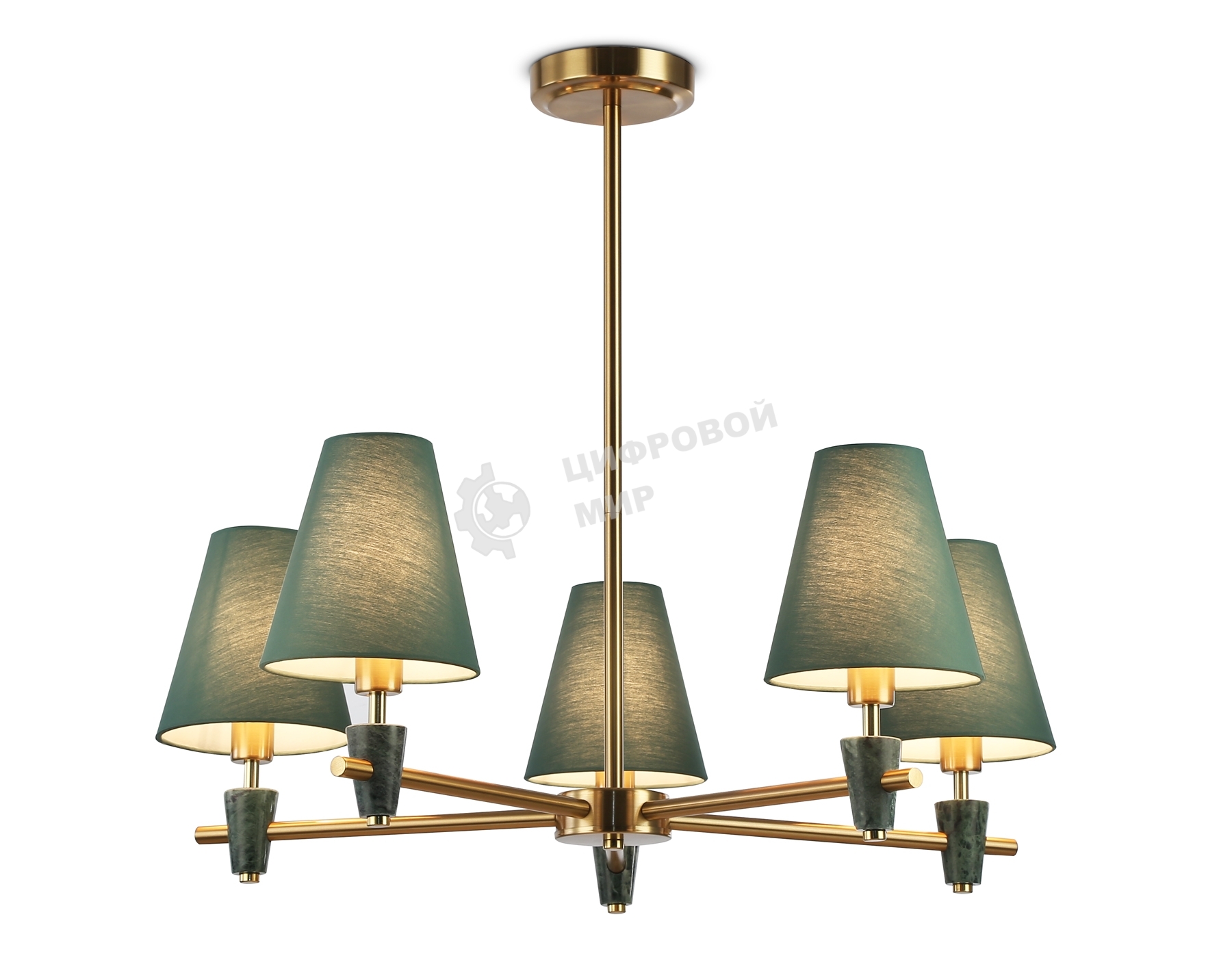 Люстра Ambrella light LH75051/5 BS/GN латунь/зеленый E14*5 max 40W D700*580