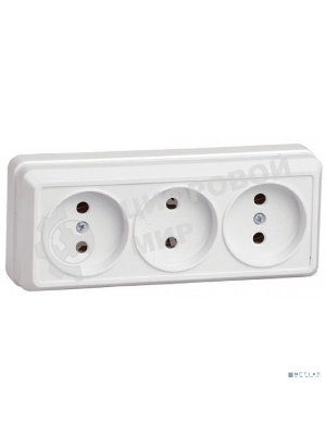Розетка 3-м ОП Октава 10А IP20 без заземл. бел. IEK ERO30-K01-10-DC
