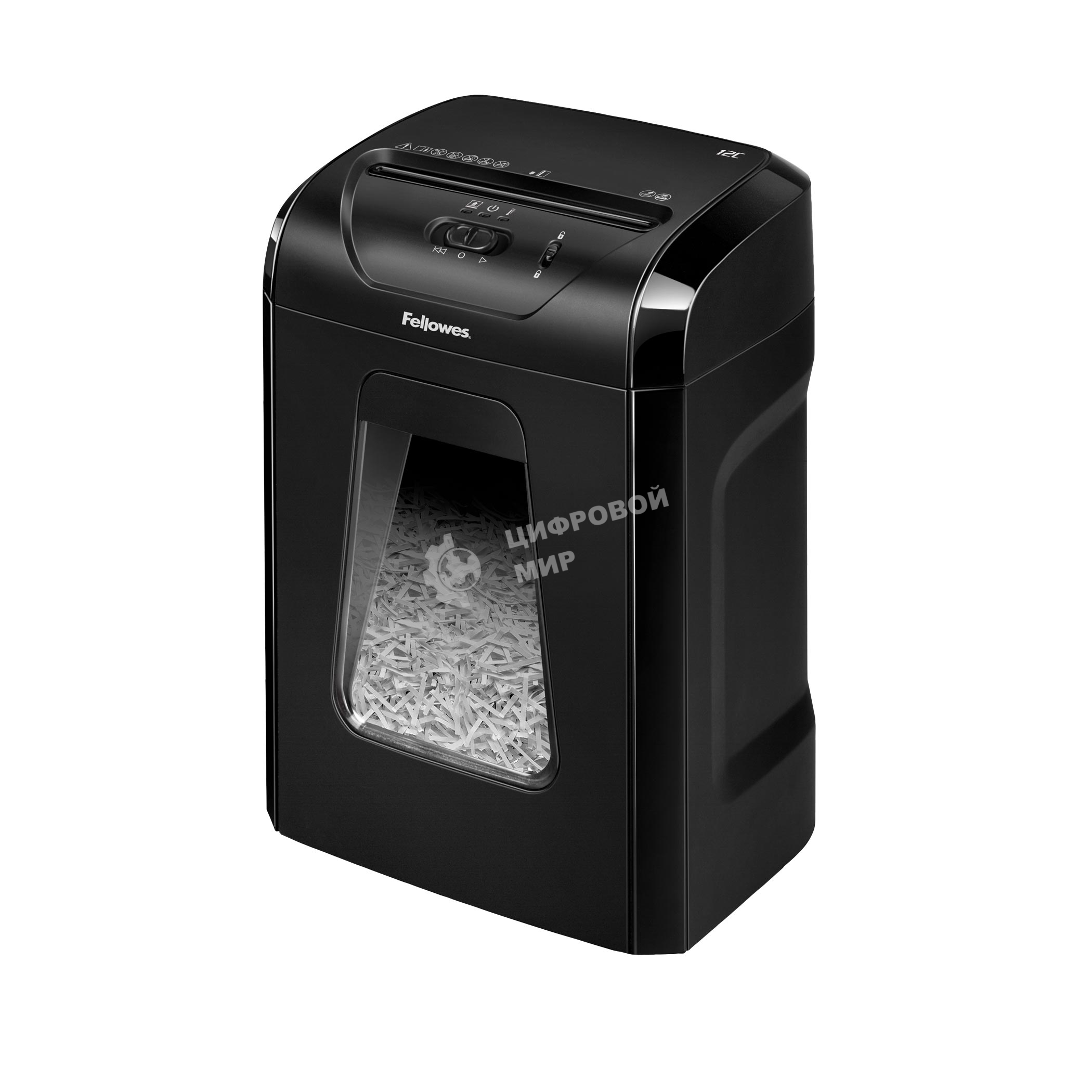 Шредер Fellowes PowerShred 12C FS-71201 DIN P-4, 4х40мм, 12лст., 18лтр.,Safety Lock