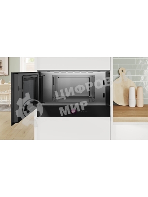 Микроволновая печь встраиваемая Bosch BFL9221B1 черный, 21 л, 900 Вт, переключатели - сенсор/поворотный механизм