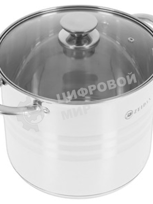 Кастрюля Zeidan Z-50291 5,0 л со сливом - 5.0 л (O22 см), нерж. сталь, внутренняя – матовая полировка, снаружи - комбинированная полировка, шкала литража, стеклянная крышка со сливом, 3-х СЛОЙНОЕ КАПСУЛИРОВАННОЕ ДНО. Подарочная упаковка с пластиковой ручкой.