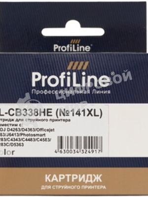 Картридж струйный ProfiLine PL-CB338HE №141XL для принтеров HP DJ D4263/D4363/Officejet J5783/J6413/Photosmart C4283/C4483/C4583/C5283C/D5363 Color водные