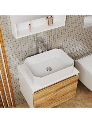 Раковина санфаянс накладная прямоугольная BAU Hotel 51х37, белая