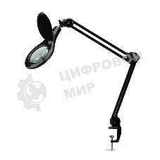 Лупа на струбцине Rexant, круглая, 5D, с подсветкой 56 SMD LED, черная