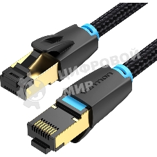 Патч-корд Vention прямой SFTP cat.8 RJ45 - 5м. черный Тканевая оплетка
