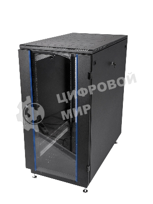 Шкаф коммутационный ЦМО ШТК-М-18.6.6-1ААА-9005 18U 600x600 мм пер. дв. стекл задн. дв. стал.лист 2 бок. пан. направл. под закл.гайки 270 кг черный