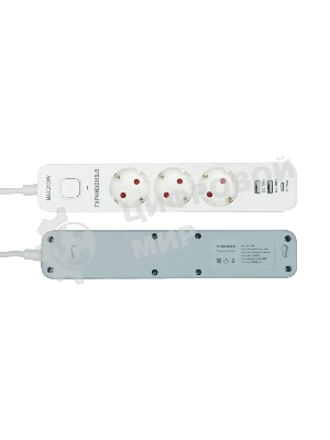 Сетевой фильтр Гарнизон EPS-3-CU2-W-2 2.0 Мультипорт 3 р, 10А, 1xType-C PD, 2 х USB QC, 2 м, ур.защиты 2+, белый, пак (21448)