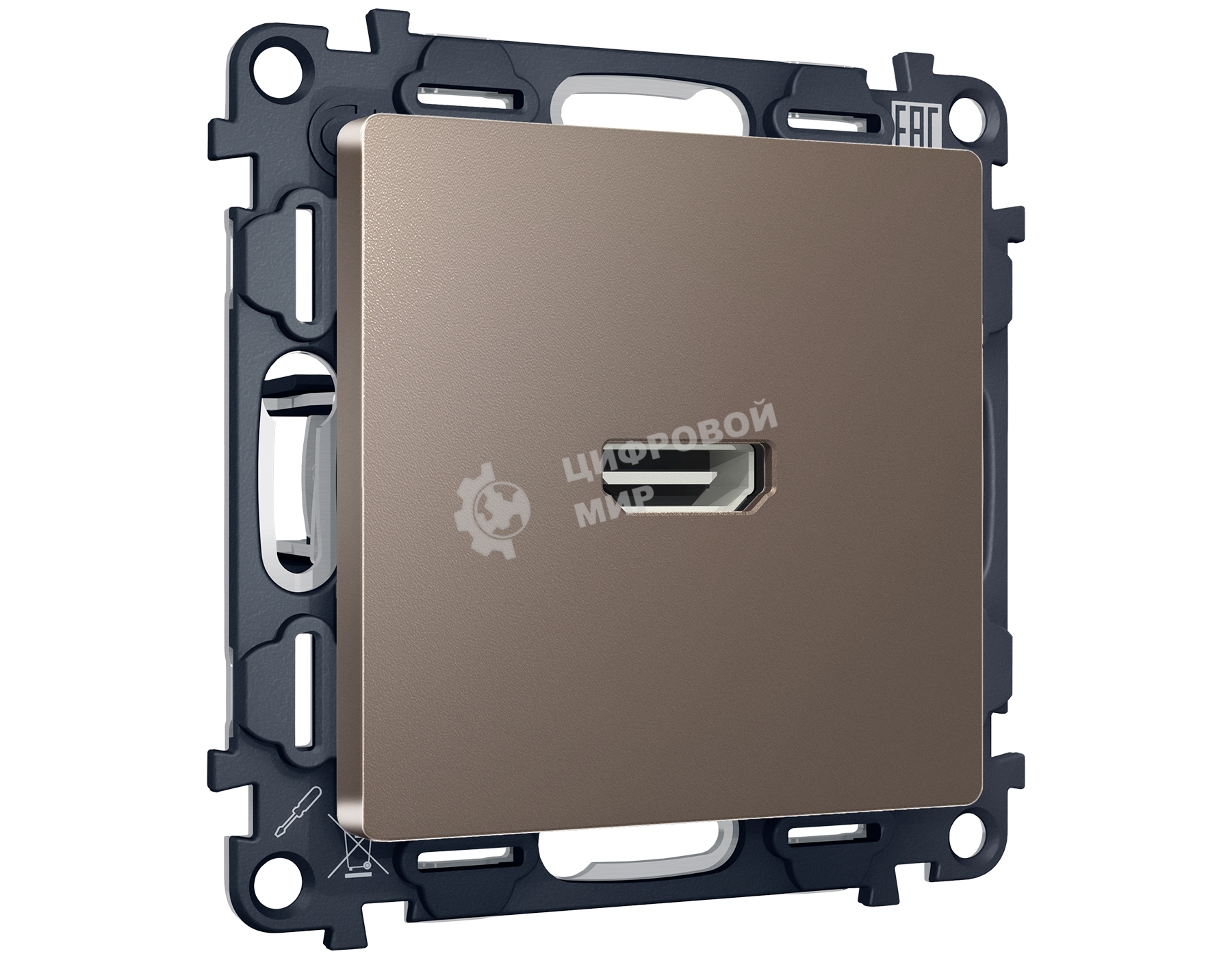 Комплект механизма розетки HDMI 2.0 ALFA Темная бронза матовый 40V/500mA 2.0GHz 5-18Gbit/s QUANT (AP6440, VM222) MA644010