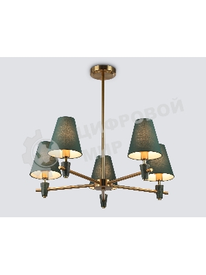 Люстра Ambrella light LH75051/5 BS/GN латунь/зеленый E14*5 max 40W D700*580