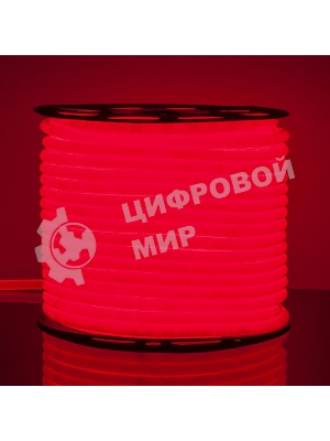 Лента светодиодная LS003 220V/ Гибкий неон 9.6W 144Led 2835 IP67 16mm круглый красный, 50 м