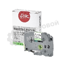 Кассета с лентой S'OK by Sakura Printing TZED31 для Brother, черный на зеленом, 12мм/8м, наклейка