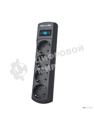 Сетевой фильтр ZIS Pilot m Max 4 розетки (евро с заземлением), 15А/3.3 кВа, автомат, 5 м, черный Surge protector Pilot m Max 4 euro outlets, 15А/3.3кВа, 5m, black