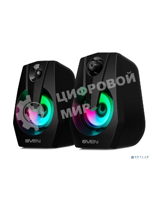 Акустическая система SVEN 370 2.0 черные (2x2W, USB, RGb подсветка)