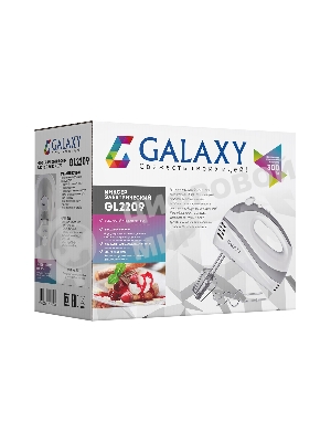 Миксер электрический Galaxy GL 2209, белый, ручной, 300 Вт, 5 скоростей + режим 
