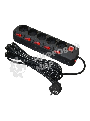 Сетевой фильтр Buro 500SH-5-SW-B 5 м, 5 розеток, черный, коробка