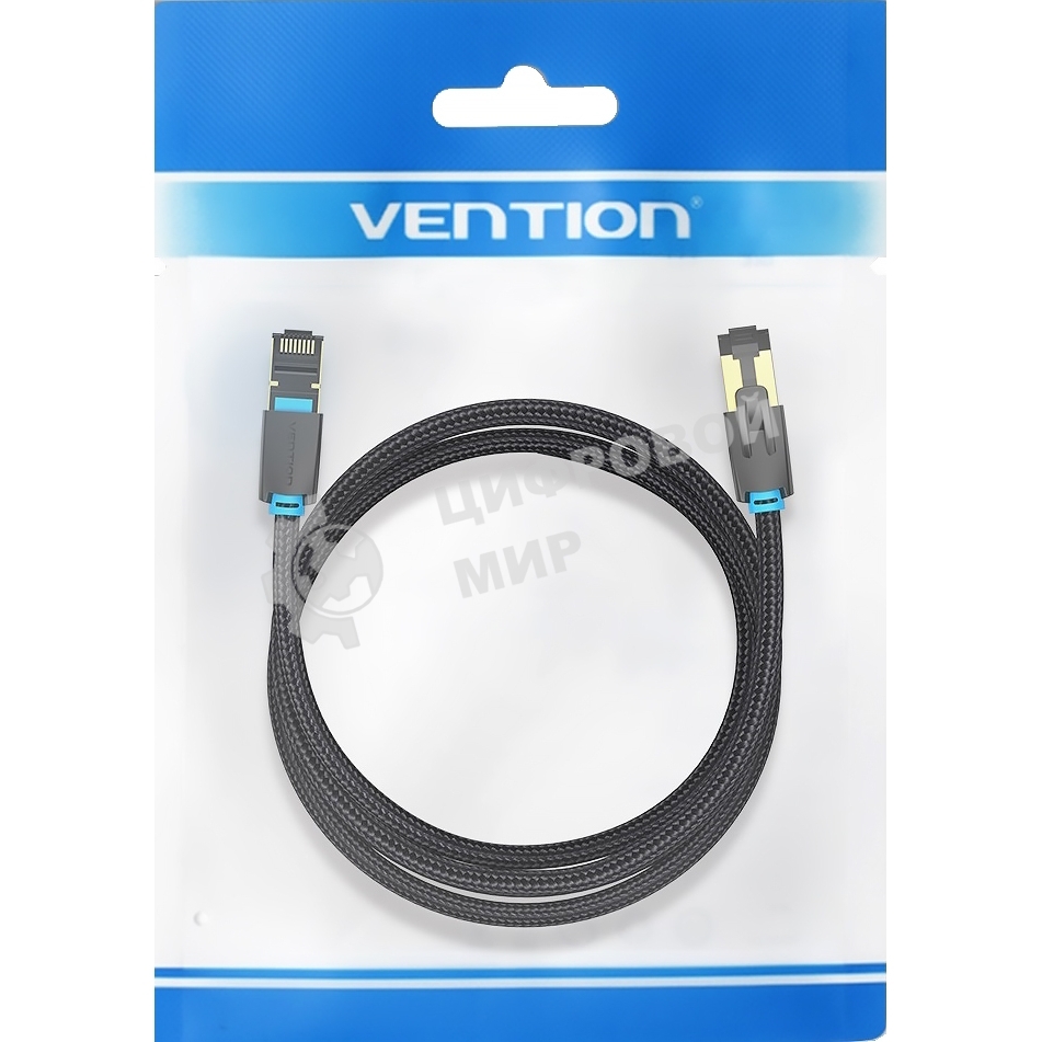 Патч-корд Vention прямой SFTP cat.8 RJ45 - 5м. черный Тканевая оплетка