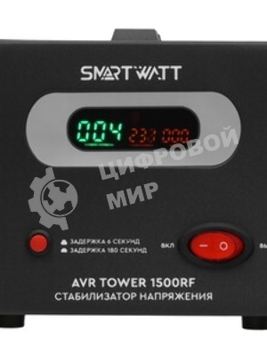 Напольный стабилизатор напряжения SMARTWATT AVR TOWER 1500RF (140W - 260W, 1500VA, 1.5 кВт, 50-60 Гц, розеток - 2, LED-д