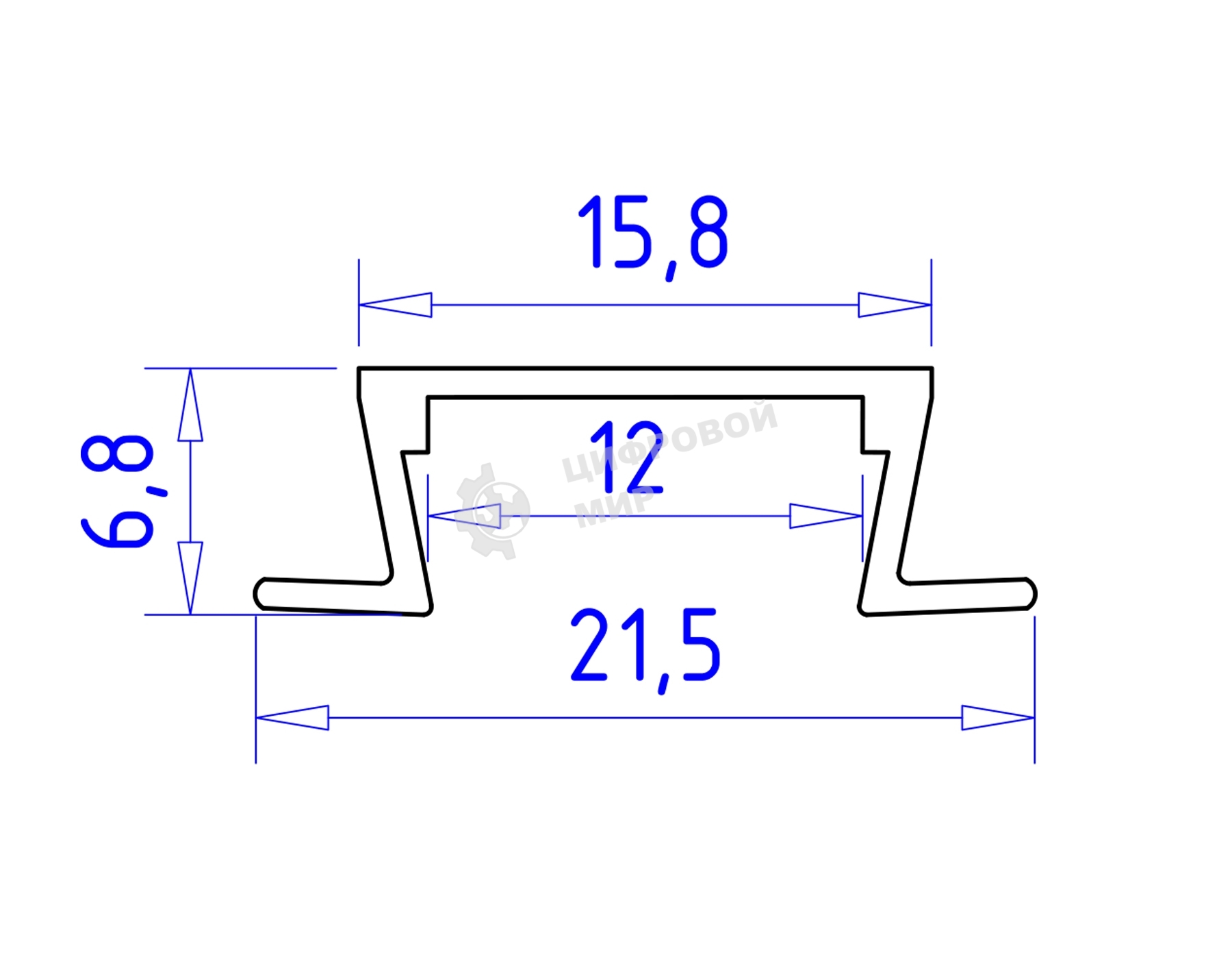 Алюминиевый профиль Ambrella light GP1001WH белый 2000*21.5*6.8