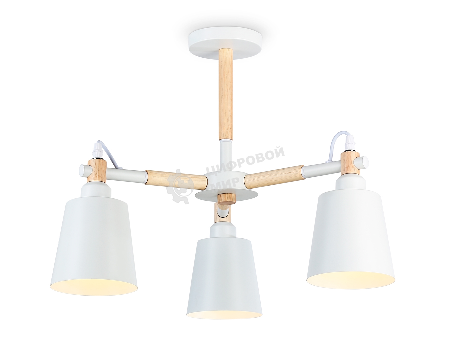 Светильник Ambrella light TR82204/3 WH/LW белый/светлое дерево E27/3 max 40W D560*430