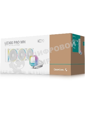 Система жидкостного охлаждения Deepcool LE360 PRO Wh ARGb Soc-AM5/AM4/1200/1700/1851 белый 4-pin 19-33dB Al 300W 1817gr Ret (R-LE360PRO-WHAMMC-G-1)