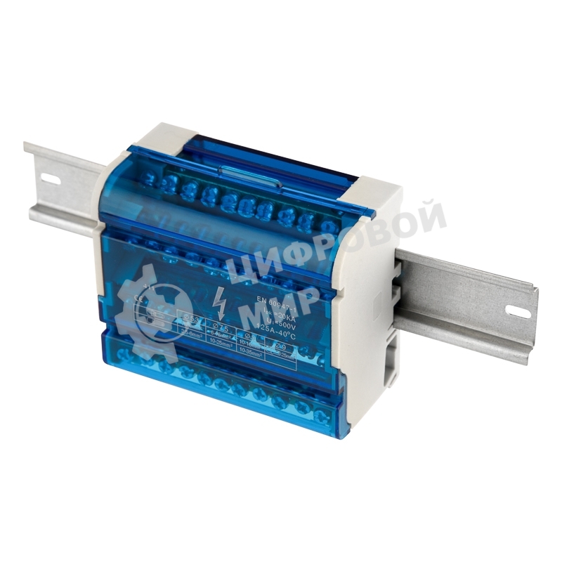 Шина на DIN-рейку в корпусе (кросс-модуль) Rexant 4х11