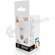 Лампа светодиодная Gauss Elementary 15Вт цок.: E27 груша 220B 3000K св. свеч. бел. теп. A60 (упак.: 10 шт)