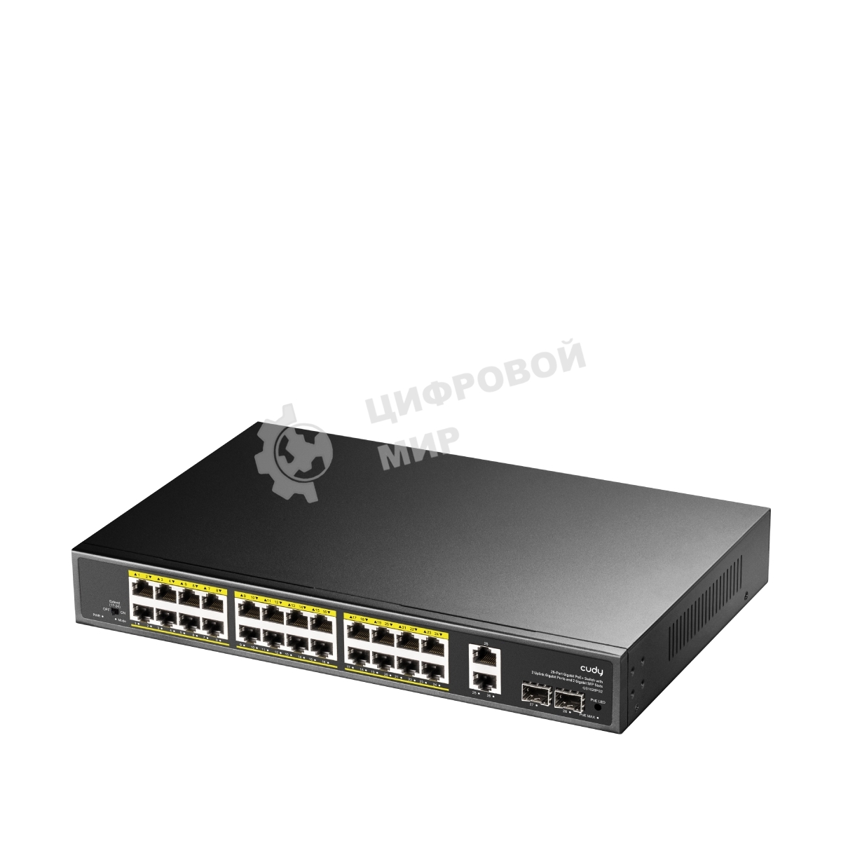 Коммутатор Cudy GS1026PS2, (L2) 26x1 Гбит/с 2xКомбо(1000BASE-T/SFP), 2SFP, 24PoE, 300W, неуправляемый