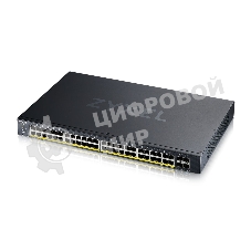 Коммутатор XGS1935-52HP, 52 Port Smart Managed PoE Switch, 48x Gigabit PoE and 4x 10G SFP+, hybrid mode, standalone or NebulaFlex Cloud, 375 Watt PoE