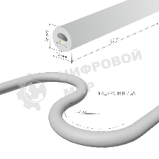 Лента светодиодная LS003 220V/ Гибкий неон 9.6W 144Led 2835 IP67 16mm круглый красный, 50 м