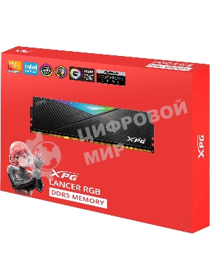 Оперативная память XPG Lancer, DDR5, 32Gb (2x16Gb), 6400MHz, CL32, DIMM, с радиаторами, RGB, черный