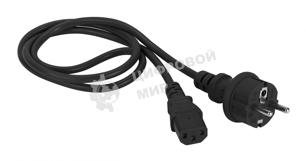 Шнур питания Lanmaster C13-Schuko, 3х0.75, 220В, 10А, черный, 1.8 метра