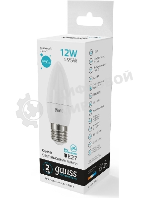 Лампа светодиодная Gauss Elementary 30222 12Вт цок.: E27 свеча 220B 4100K св. свеч. белый нейт. (упак.: 10 шт)