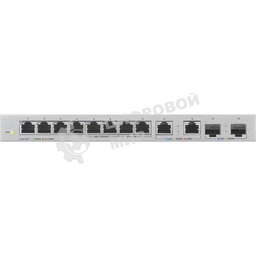 Коммутатор Zyxel XGS1010-12-ZZ0102F 8x1 Гбит/с 2x2.5 Гбит/с 2SFP+ неуправляемый