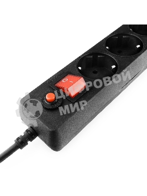Сетевой фильтр Гарнизон ECL-5-B-1.4, 5 р, 10А, 1.4 м, ур.защиты 4, черный, пакет