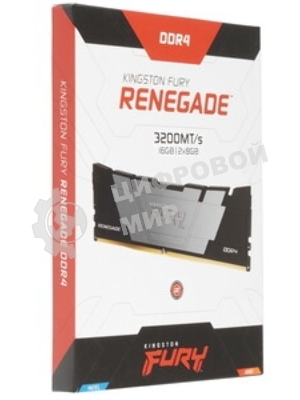 Оперативная память Kingston Fury Renegade, DDR4, 16GB (2x8GB), 3200MHz, CL16, DIMM, с радиатором, серый/черный